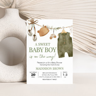 Convites Chá de fraldas de roupas do Sweet Baby Boy Boho