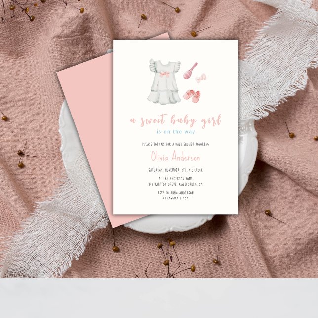 Convites Chá de fraldas de roupas para garotinha (Boho Girl Outfit Baby Shower Invitation)