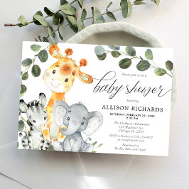 Convites Chá de fraldas de safari de eucalipto neutro do gê