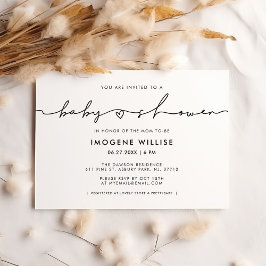 Convites Chá de fraldas de script branco