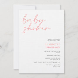 Convites Chá de fraldas de script casual de cinza rosa eleg