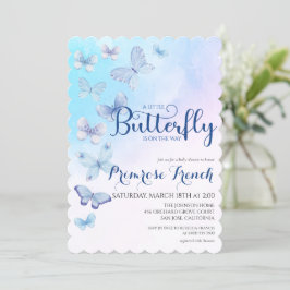 Convites Chá de fraldas de Script Elegante da Borboleta de 