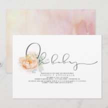 Chá de fraldas de Script Floral Peach e Cream