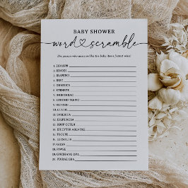Convites Chá de fraldas de Script Moderno - Jogo do Word Sc