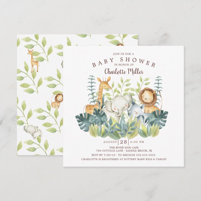 Convites Chá de fraldas de Selva (Frente/Verso)