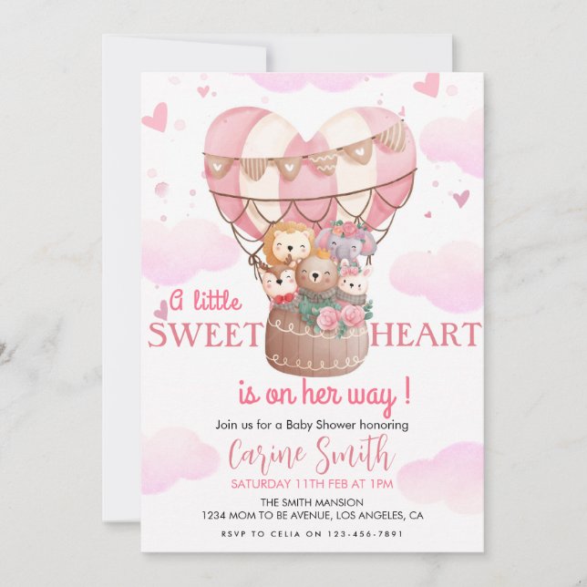 Convites Chá de fraldas de selva de Balões de Ar Quente (Frente)