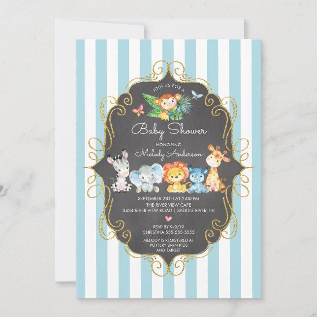 Convites Chá de fraldas de Selva de Chalkboard (Frente)