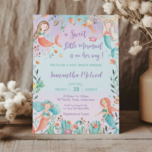 Convites Chá de fraldas de Sereia Bonita debaixo da Garota 