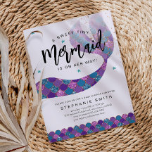 Chá de fraldas de Sereia Roxo e Teal