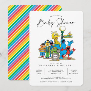 Convites Chá de fraldas de Sésamo Street Pals