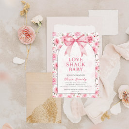 Convites Chá de fraldas de Shack de Amor Rosa-Coqueteira do