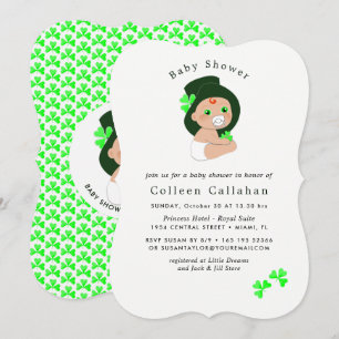 Convites Chá de fraldas de Shamrock para o Irish Baby Lepr