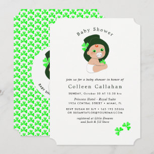Convites Chá de fraldas de Shamrock para o Irish Baby Lepr