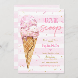 Convites Chá de fraldas de Sorvete Aqui está o Chá de frald