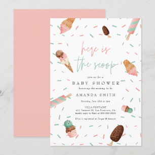 Convites chá de fraldas de sorvete de borrifada rosa-de-ve