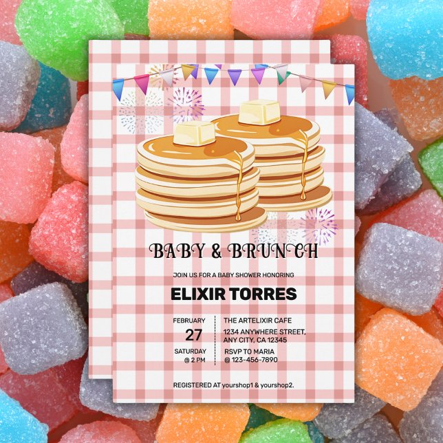 Convites Chá de fraldas de Soufa Festiva de Bebê e Brunch (Criador carregado)