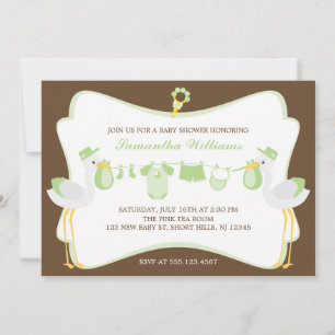 Convites Chá de fraldas de Storages Verdes de Entrega Espec