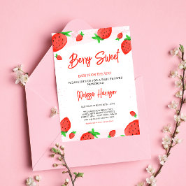 Convites chá de fraldas de Strawberry Girl Sweet Berry