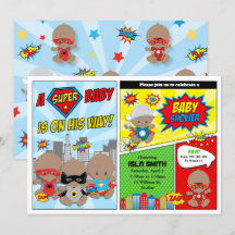 Chá de fraldas de super-herói afro-americano
