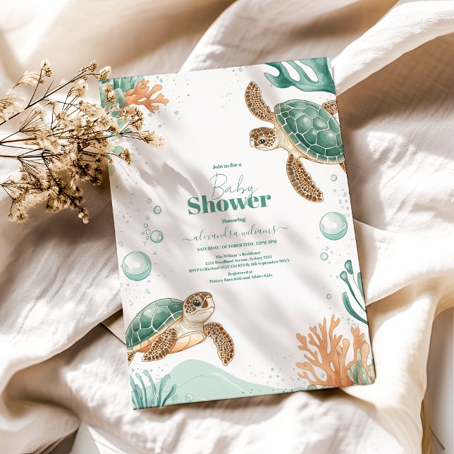 Convites Chá de fraldas de Tartaruga do Mar de Cáudia (Criador carregado)
