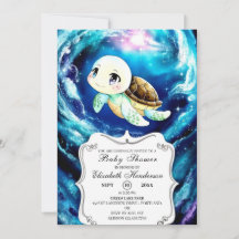 Chá de fraldas de Tartaruga do Mar Personalizado C