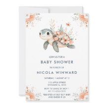 Chá de fraldas de Tartaruga Floral