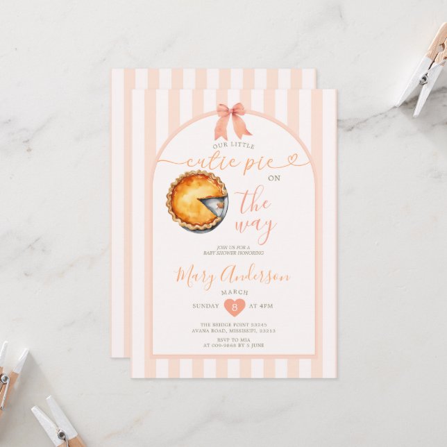 Convites Chá de fraldas de tarte (Frente/Verso In Situ)