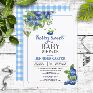 Convites Chá de fraldas de Tema Berry Sweet Blueberry