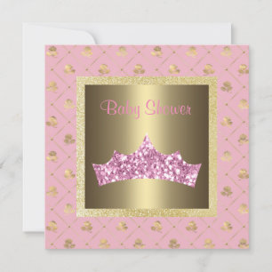Convites chá de fraldas de tema da princesa do ouro rosa t