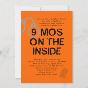 Convites Chá de fraldas de Tema da Prisão 9 Meses no Dent