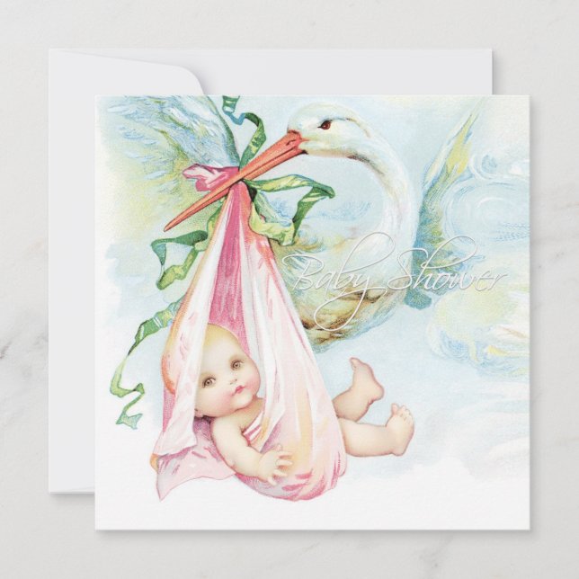 Convites Chá de fraldas de Tempestade Azul-Teal e Rosa (Frente)