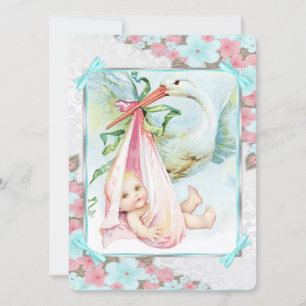 Convites Chá de fraldas de Tempestade Azul-Teal e Rosa