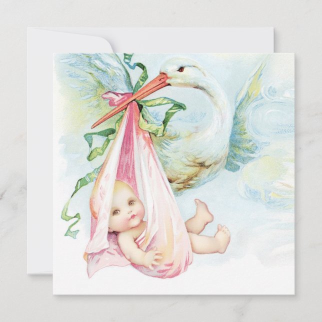 Convites Chá de fraldas de Tempestade Azul-Teal e Rosa (Frente)