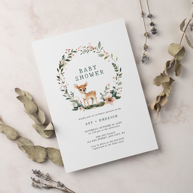 Convites Chá de fraldas de terra de madeira branca (Criador carregado)