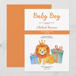 Convites Chá de fraldas de Themed Brown Lion Boy