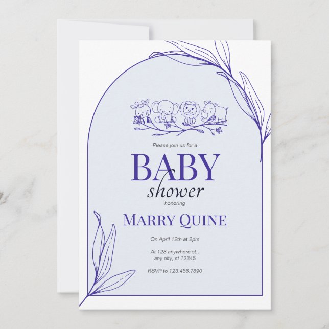 Convites Chá de fraldas de Tipografia Chic (Frente)