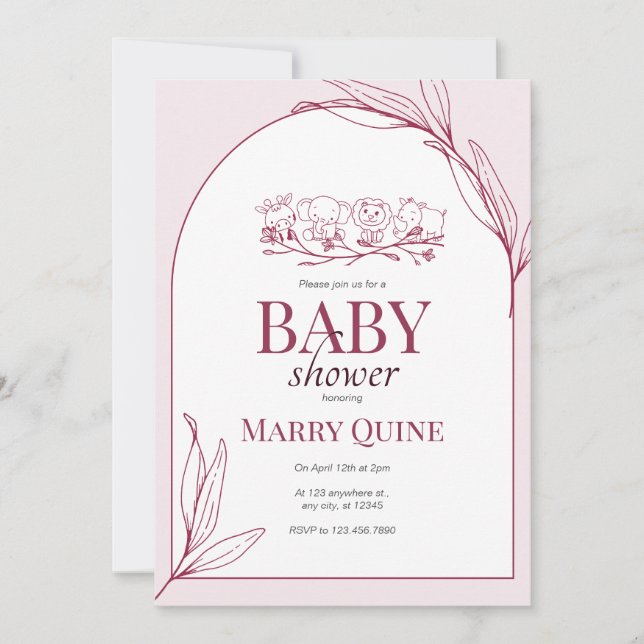 Convites Chá de fraldas de Tipografia Chic (Frente)