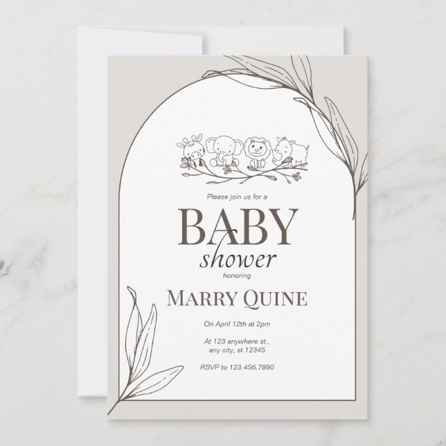 Convites Chá de fraldas de Tipografia Chic (Frente)