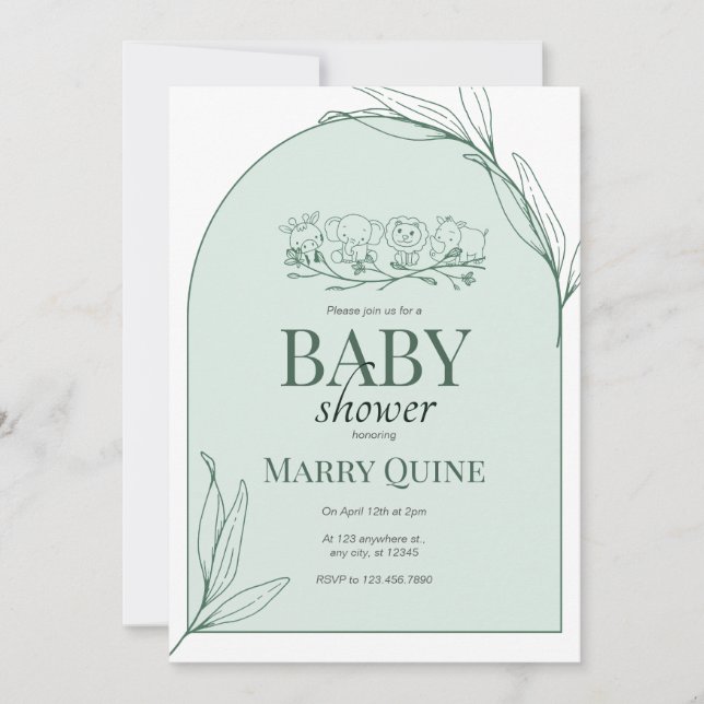 Convites Chá de fraldas de Tipografia Chic (Frente)