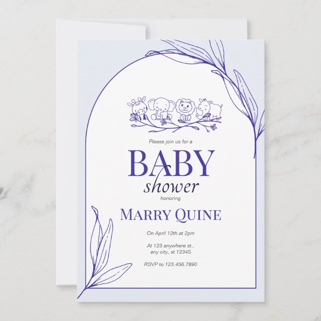 Convites Chá de fraldas de Tipografia Chic (Frente)