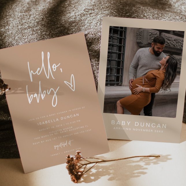 Convites CHÁ DE FRALDAS de Tom da Terra Moderna da Boêmia M (Criador carregado)