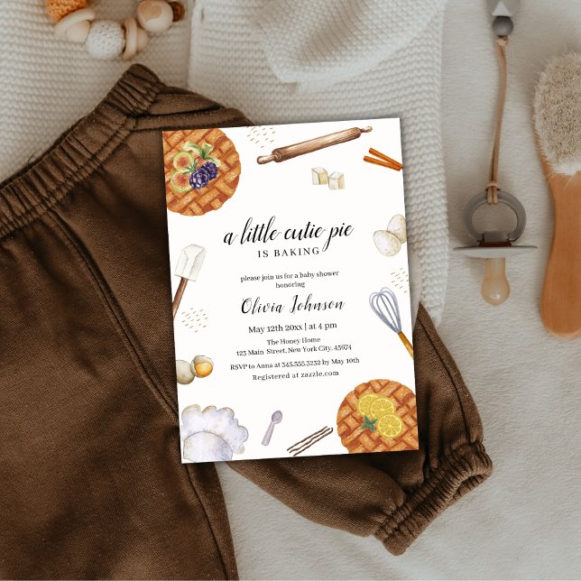 Convites Chá de fraldas de Torre de Baking Rustic Cutie (Rustic Cutie Baking Pie Baby Shower Invitation)