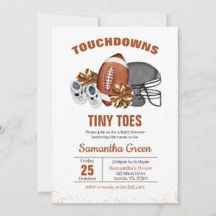 Convites Chá de fraldas de touchdowns e dedos minúsculos