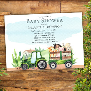 Convites   Chá de fraldas de Trator Verde de Animais de Ex