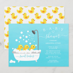 Convites Chá de fraldas de tripletas de pata de borracha