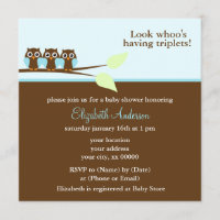 Chá de fraldas de Triplets de Coruja Azul