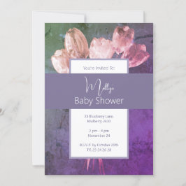 Convites chá de fraldas de Tulipas de Aquarela de Boho Illu