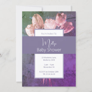 Convites chá de fraldas de Tulipas de Aquarela de Boho Illu