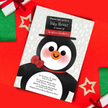 Chá de fraldas de Tuxedo Penguin de Natal bonito