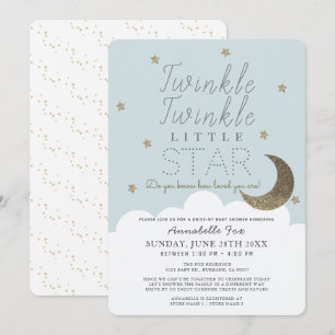 Convites Chá de fraldas de Unidade Azul Twinkle Little Sta